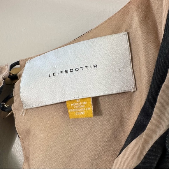 Anthro Leifsdottir Black Tan Stripe Sleeveless Sheath Dress Coctail Party Guest - Picture 7 of 15